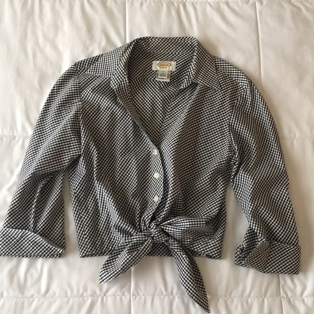 Gingham Tie-Front Blouse